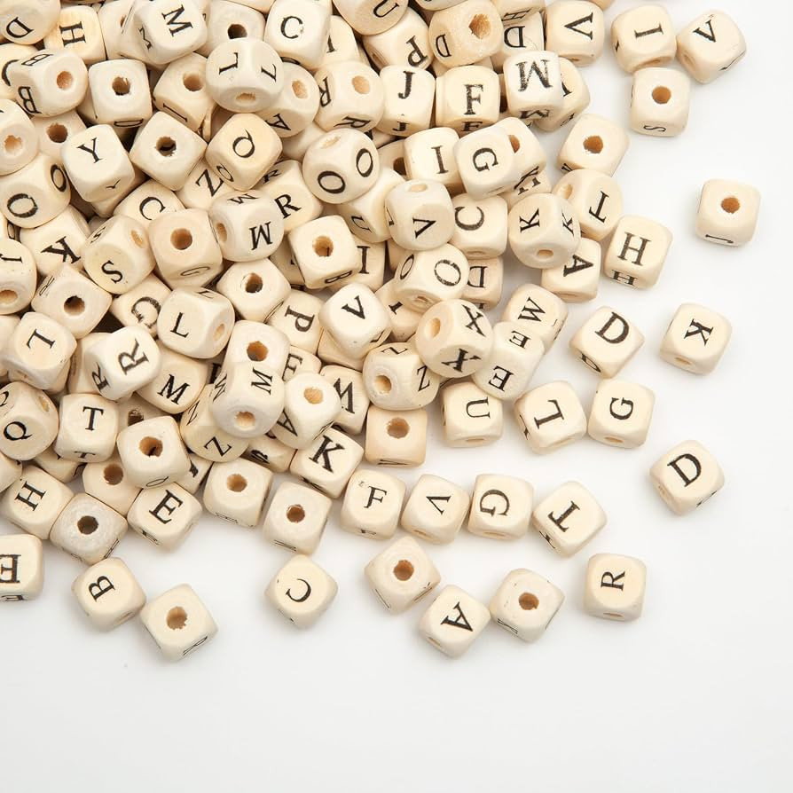 520pcs Cube Wood Beads with Initial 26 Letters 10mm A-Z Square Alphabet Wood Beads for Jewelry Br... | Amazon (US)