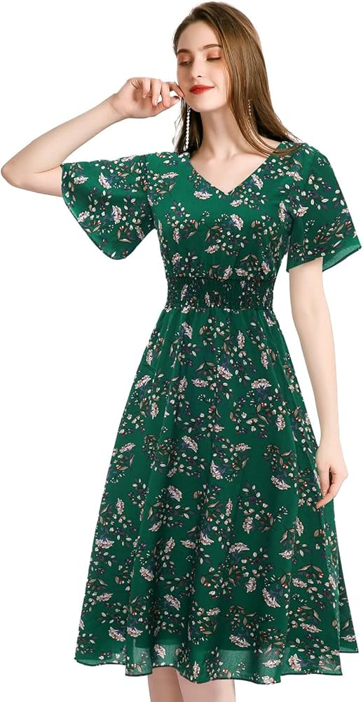 Gardenwed Floral Chiffon Dresses for Women Flowy Homecoming Cocktail Dress Casual Beach Sun Dress | Amazon (US)