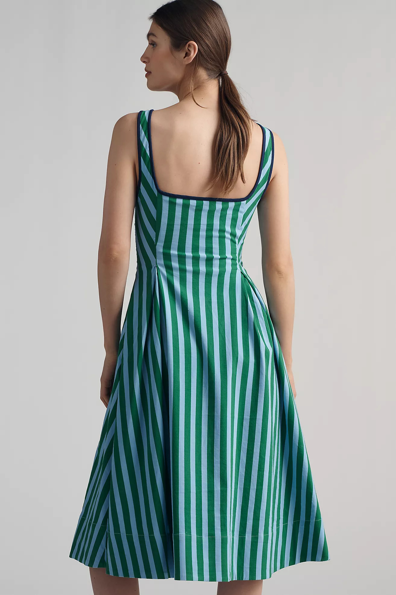 The Arlette Square-Neck Piped Midi Dress by Maeve | Anthropologie (US)