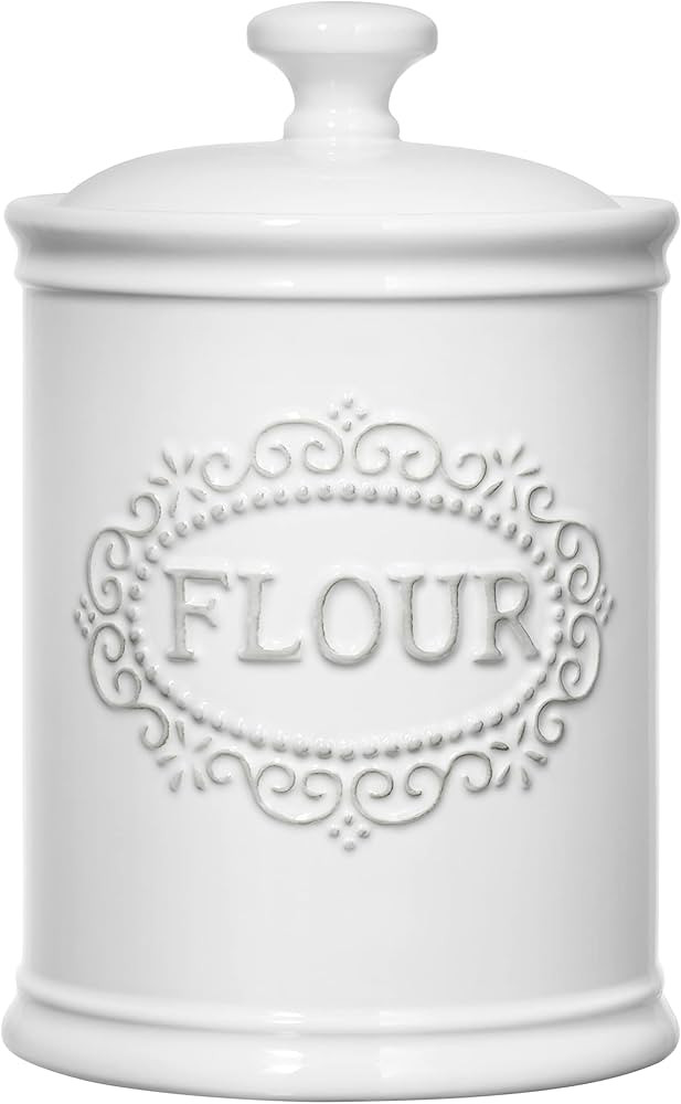 Ceramic Flour Container TAWCHES Airtight Large Flour Canister Flour Storage Jar With Lid Farmhous... | Amazon (US)