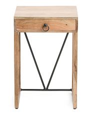 One Drawer Acacia Wood Side Table | TJ Maxx