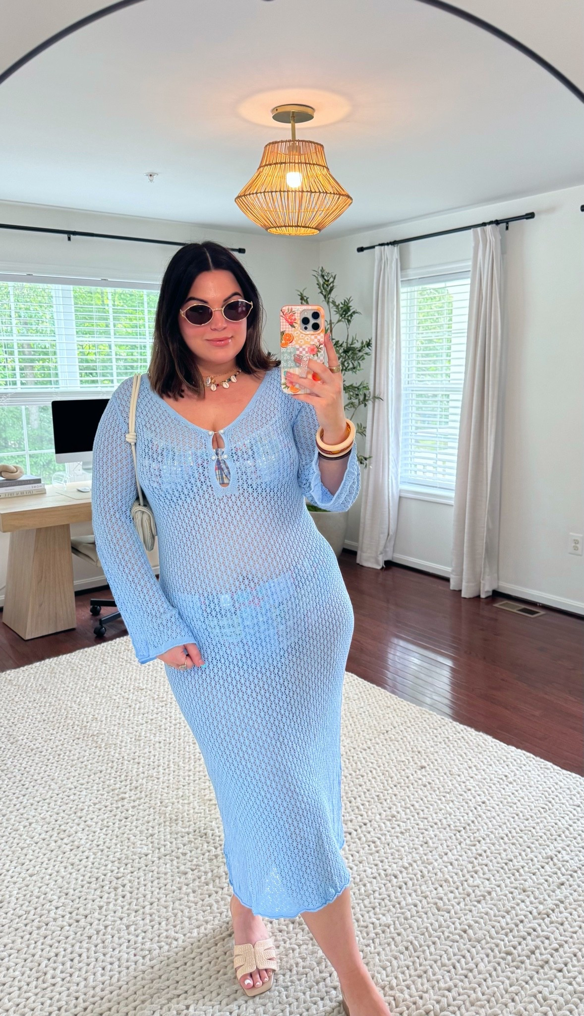 Please enjoy the break from skinnytok ✨ with this vacation outfit 👙 

Swimsuit - top + bottoms: xl @abercrombie  
Cover up : xl 
Heels *old, added similar 
Lip - @InnBeauty Project  in shade pink

#LTKMidsize #LTKTall #LTKSwim
