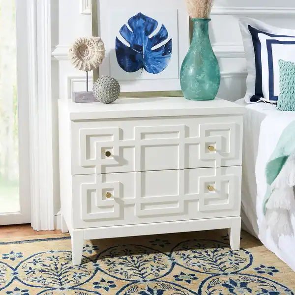 SAFAVIEH Luiza White/Gold 2-Drawer Nightstand | Bed Bath & Beyond