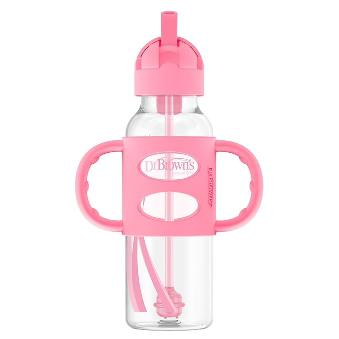 Dr. Brown's Milestones Narrow Sippy Straw Bottle, Spill-Proof with 100% Silicone Handles and Weig... | Amazon (US)