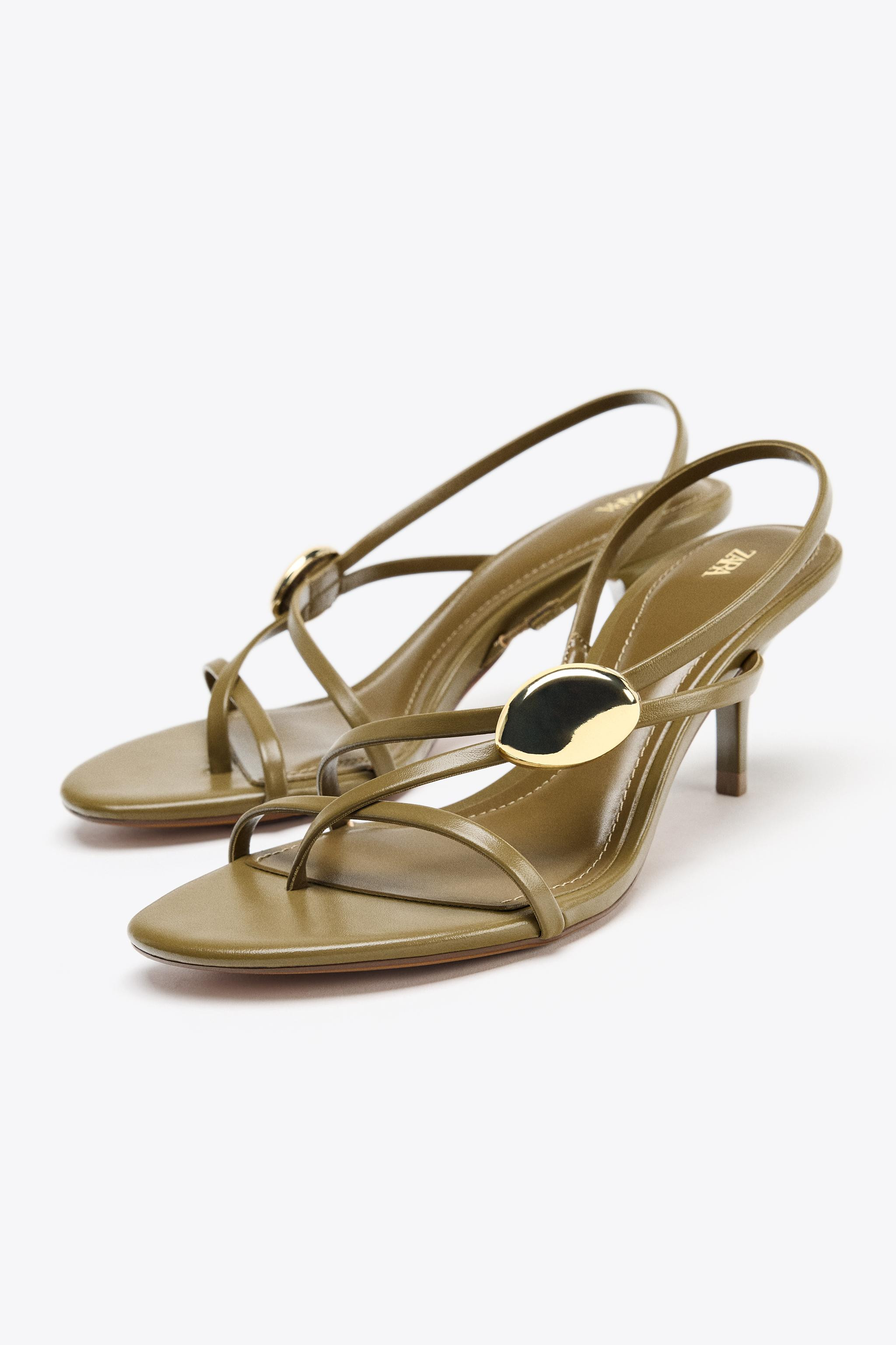 STRAPPY HEELED SANDALS WITH METAL DETAIL | Zara US