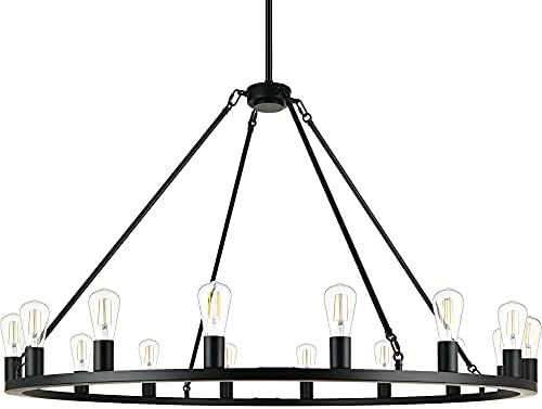 Linea di Liara Round Modern Farmhouse Chandelier - Black Wagon Wheel Chandelier for Dining Room L... | Amazon (US)