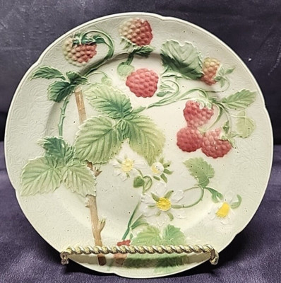 Vintage ST CLEMENT K&G 8.5" Majolica Raspberries Salad Plate France VGUC | eBay US