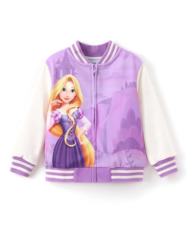 Disney Princess Rapunzel Toddler Girls Varsity Bomber Letterman Baseball School Zip Up Jacket Trendy Tie-dye Print Lightweight Sweatshirt 3T | Amazon (US)