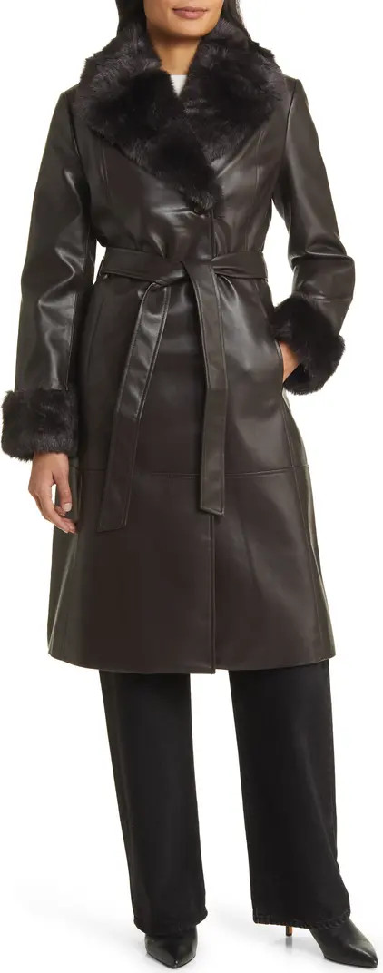 Via Spiga Faux Leather & Faux Fur Coat | Nordstrom | Nordstrom