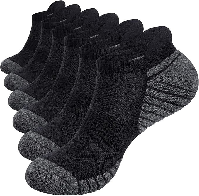 TANSTC Mens Socks,6 Pairs Anti-Blister Cushioned Breathable Cotton Athletic Ankle Running Sports ... | Amazon (US)