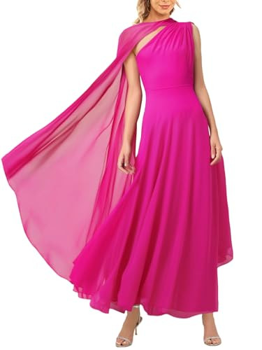 Lrady Women's Elegant Evening Gowns Crewneck One Shoulder Flowy Aline Wedding Guest Party Formal ... | Amazon (US)