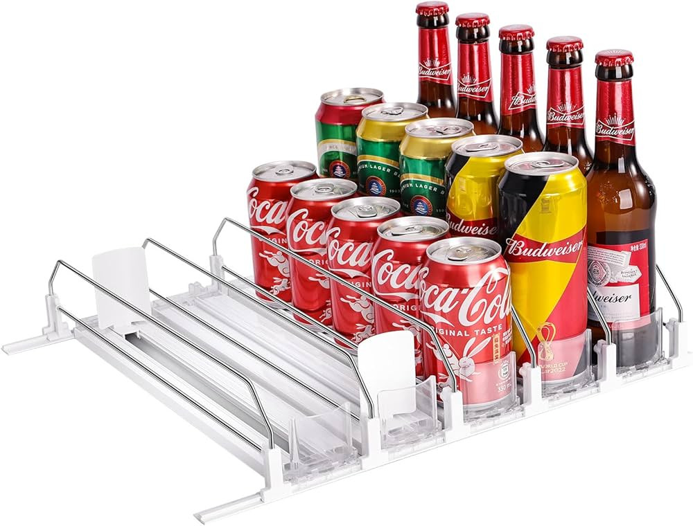 Upgrade Drink Organizer for Fridge, LAKIX Self-Sliding soda Can Dispenser for Refrigerator and Ad... | Amazon (US)