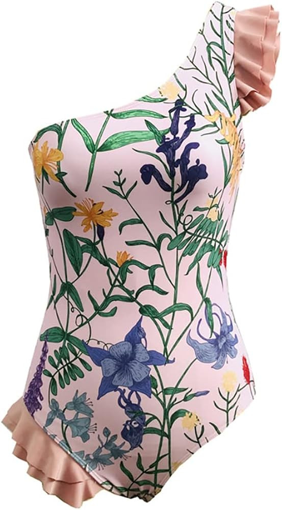 AFAVOM Women's One Piece Swimsuit Bathing Suit V-Neck Floral Printed Monokini Swimsuits Tummy Con... | Amazon (US)