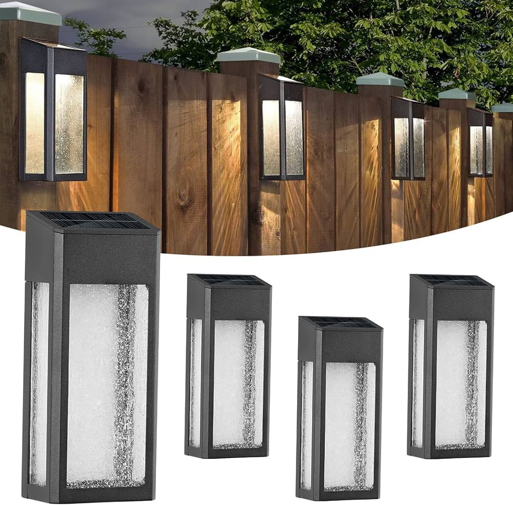 Solar Outdoor Lights, Metal Seeded Glass Fence Lights, Auto On/Off Waterproof Wall Lights,Warm/Co... | Amazon (US)
