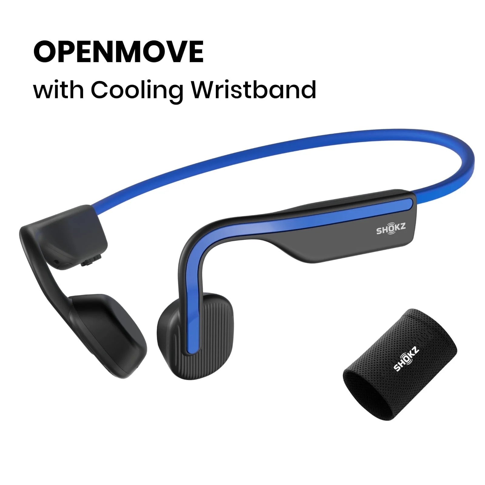 Shokz OpenMove Bone Conduction Bluetooth Headphones for Sports with Cooling Wristband,Blue | Walmart (US)