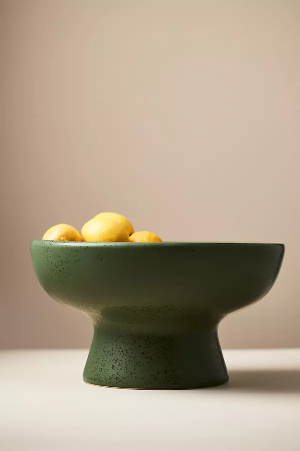 Green Stoneware Pedestal Bowl | Anthropologie (US)