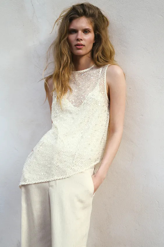 SEQUIN MESH TOP | Zara UK