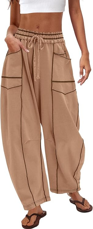 Nirovien Womens Barrel Sweatpants High Waisted Wide Leg Sweatpants Drawstring Lounge Baggy Pants ... | Amazon (US)