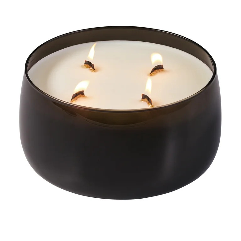 Better Homes & Gardens Intense Warm Leathered Amber Scented Wooden 4-Wick Glass Jar Candle 60oz. | Walmart (US)