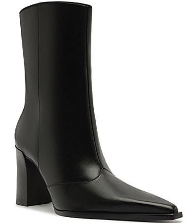 Schutz Raffaela High Block Leather Pointed Toe Booties -  11 | Dillard's