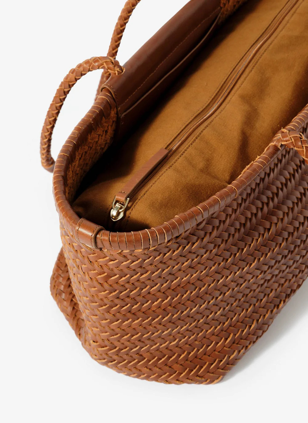 Rae Tan Leather Woven Tote Bag | Mint Velvet