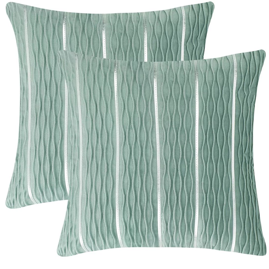 Unique Bargains Couch Classic Striped Square Decorative Throw Pillow Cover, 18" x 18", Pale Green... | Walmart (US)