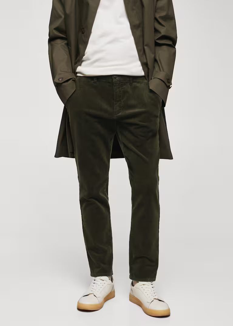 Corduroy slim-fit pants with drawstring | MANGO (US)