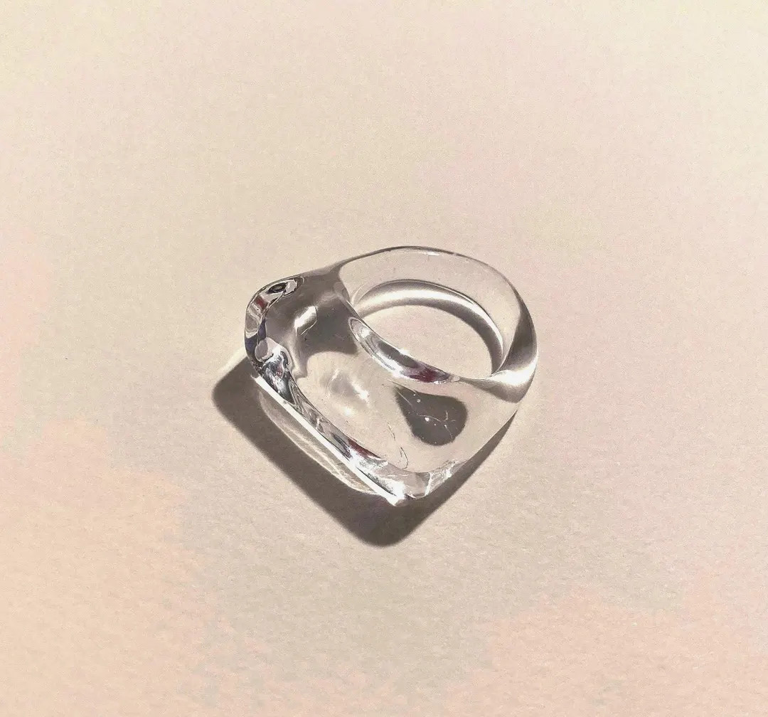 Handmade Chunky Clear Glass Ring | Etsy (US)