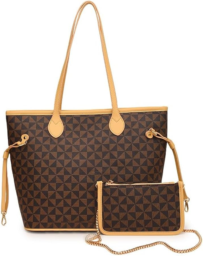 Women Tote Bag Handbags PU Leather Fashion Hobo Shoulder Bags 2pcs with Coin Purses | Amazon (US)