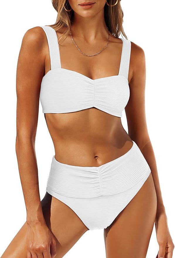 ANRABESS Womens Bikini Set Tummy Control Push Up Two Piece Swimsuit 2025 Front Ruched Adjustable ... | Amazon (US)