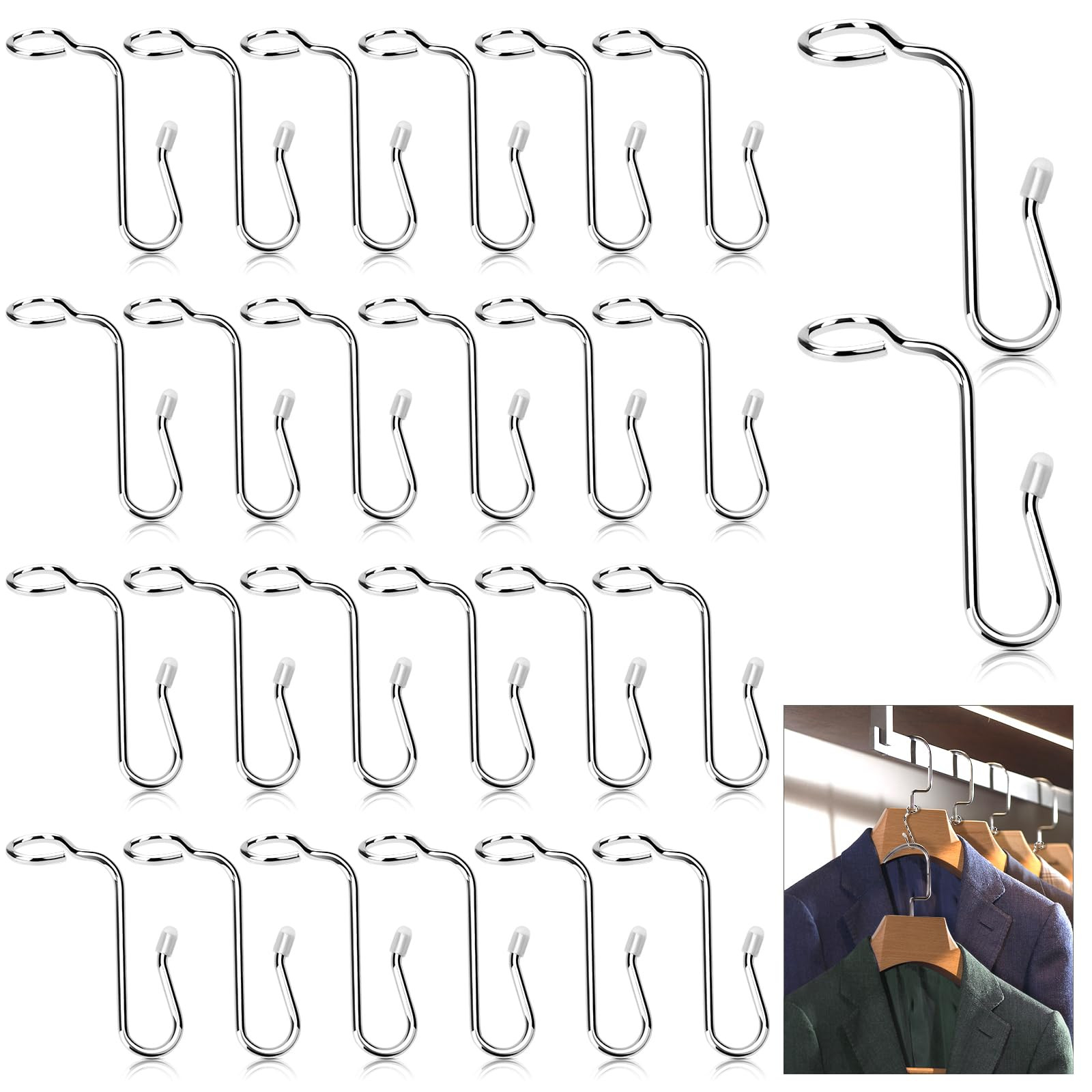 50 Pieces Hanger Connector Hooks Metal Hanger Extender Hooks Stable Clothes Connector for Differe... | Amazon (US)
