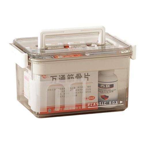 QKDS Medicine Storage Box with Handles, Clear Plastic Medicine Storage Organizer & First Aid Box, Multipurpose Medical Supply Organizer with Removable Tray for Home, Office & Travel(Clear) | Amazon (US)
