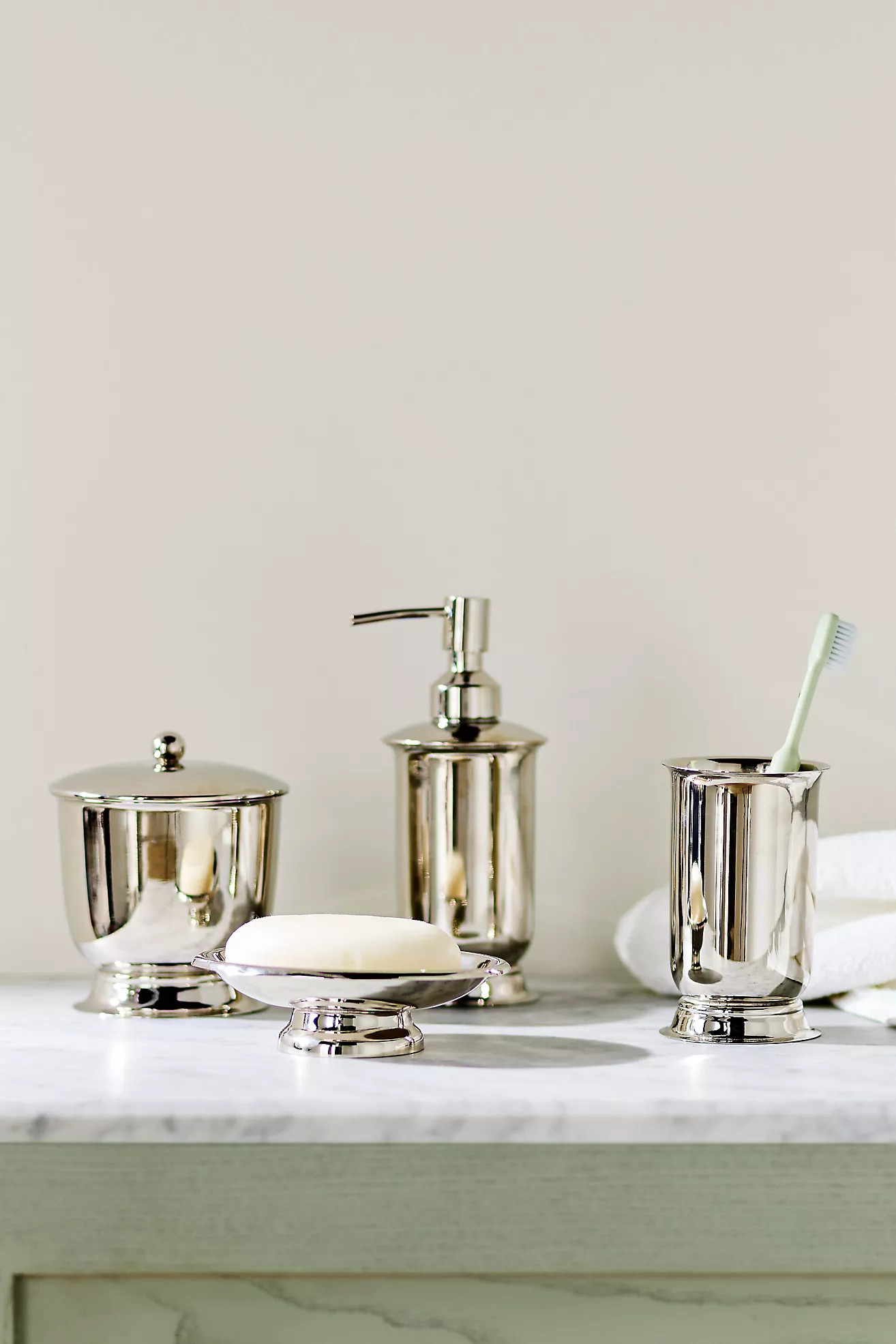 Bedford Silver Bath Canister | Anthropologie (US)