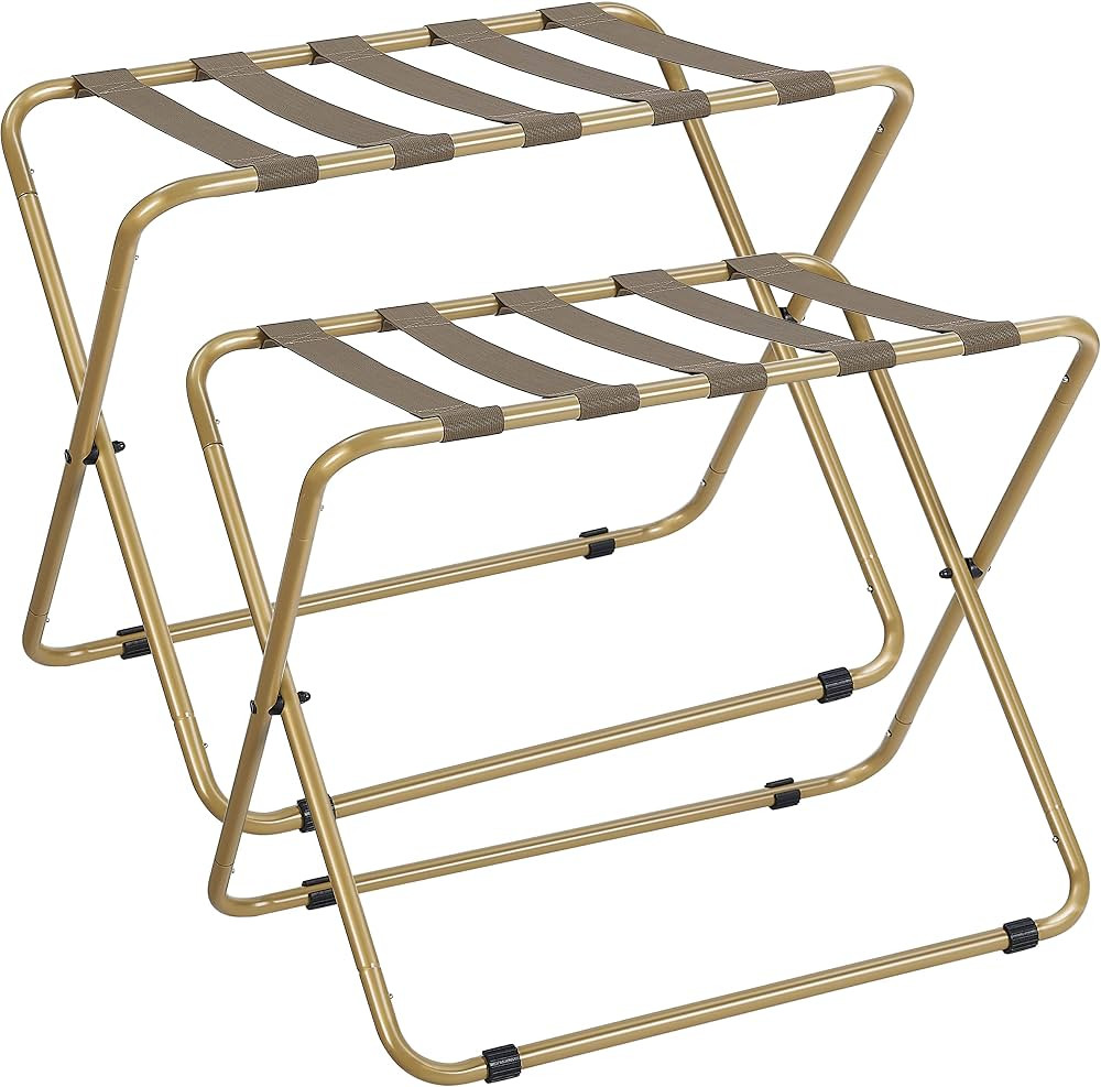 ELYKEN 2 Pack Folding Luggage Rack for Guest Room, Heavy Duty 110LBS Load Bearing Metal Suitcase ... | Amazon (US)
