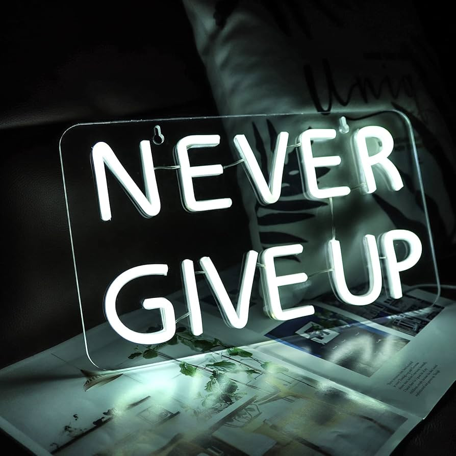 Vinray Never Give Up Neon Sign for Wall Decor,Inspire Slogan for Study Room Decoration,Wall Art L... | Amazon (US)