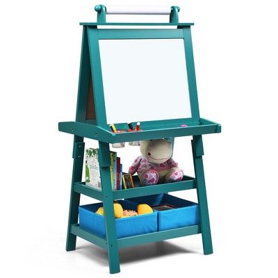 Costway 3 in 1 Double-Sided Wooden Kid's Art Easel Whiteboard | Target