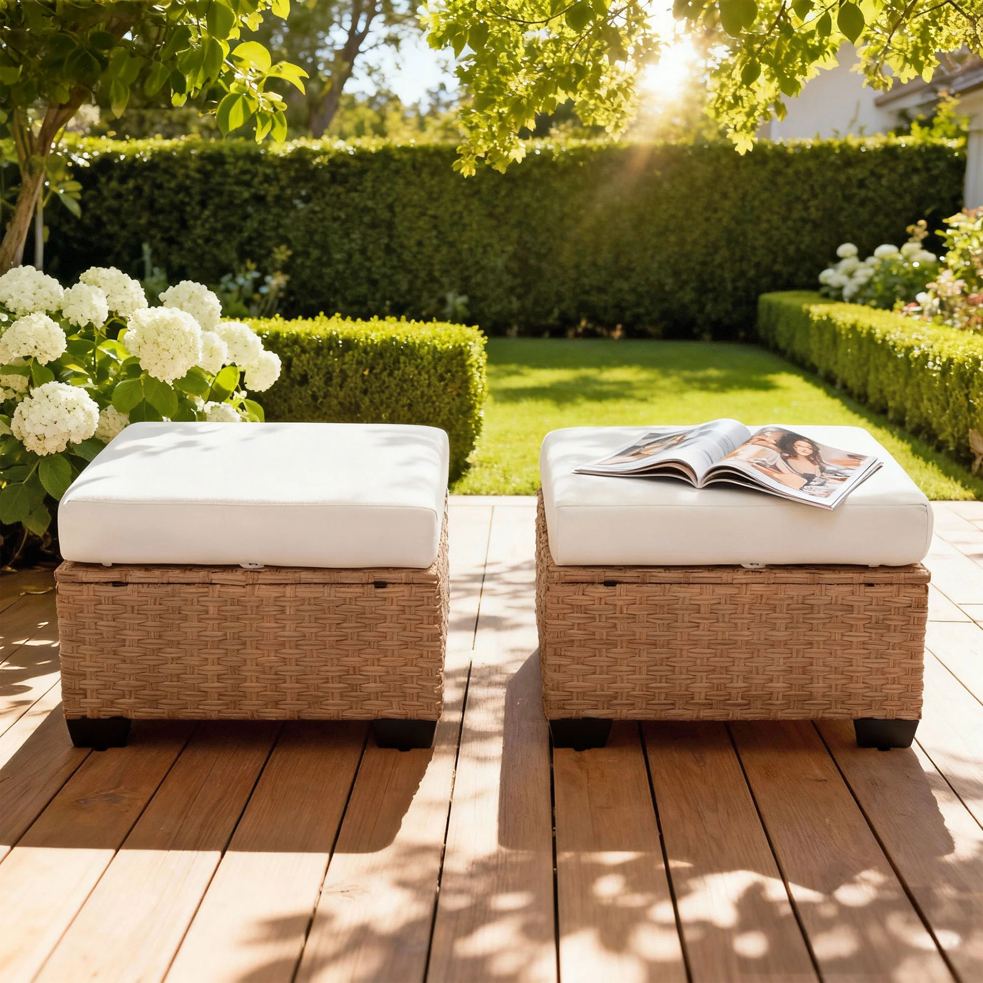 Bay Isle Home\u2122 Concettino Outdoor Ottoman With Cushions | Wayfair | Wayfair North America