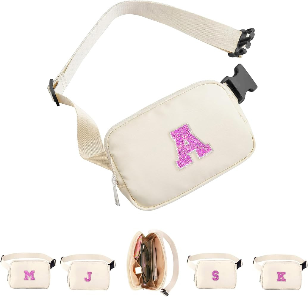 COSHAYSOO Small Waist Fanny Pack Belt Bag Crossbody with Initial Letter Patch for Women Teen Girl... | Amazon (US)