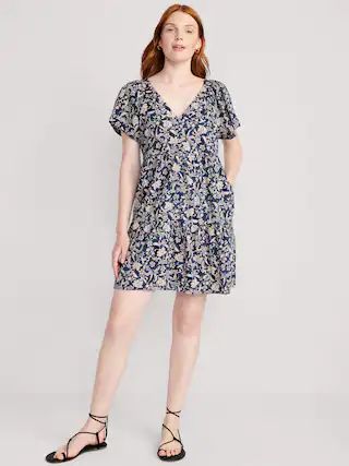 V-Neck Tiered Floral Mini Swing Dress for Women | Old Navy (US)
