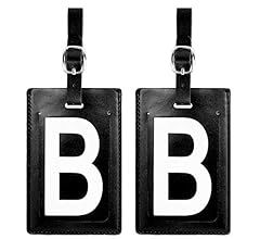 Initial Leather Luggage Tags (Matching Set of 2): High-Contrast Debossed Initial – Flexible Custom T | Amazon (US)
