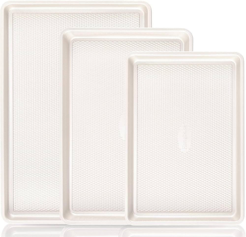 HONGBAKE 3 Pack Nonstick Ceramic Baking Sheet Pan Set for Oven, Non-Toxic Half/Quarter/Jelly Roll... | Amazon (US)