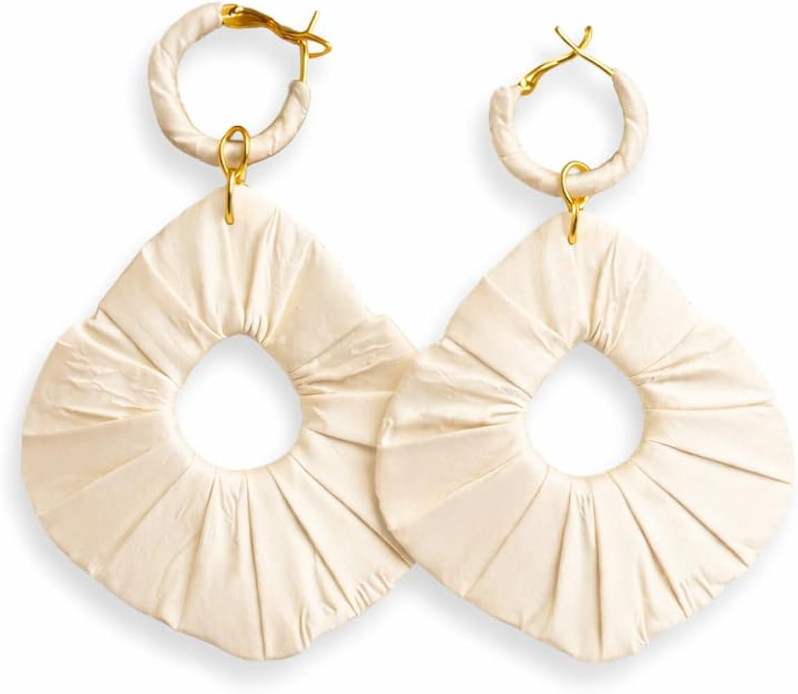 LUNÉA Silk Fabric Statement Dangle Earrings for Women – Lightweight Handmade Boho Drop Earring... | Amazon (US)