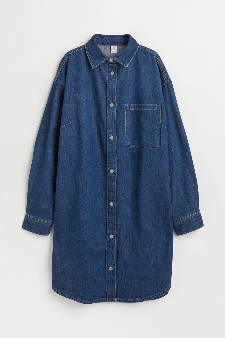 H & M - Denim Shirt Dress - Blue | H&M (US + CA)