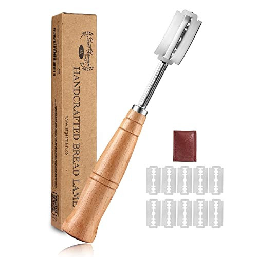 SAINT GERMAIN Premium Hand Crafted Bread Lame for Dough Scoring Knife, Tool Sourdough Slashing with 10 Blades Included Replacement Authentic Leather Protector Cover | Amazon (US)