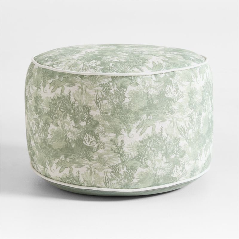Kare Green Tapestry Kids Pouf by Jake Arnold + Reviews | Crate & Kids | Crate & Barrel