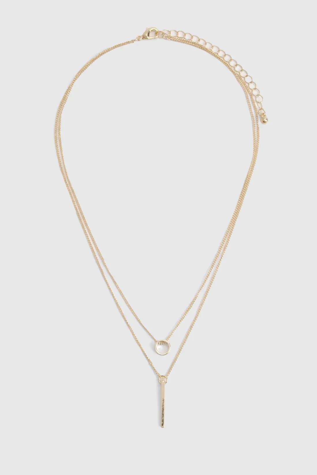 Gold Circle & Bar Simple Layered Necklace | Boohoo | Boohoo.com (UK & IE)