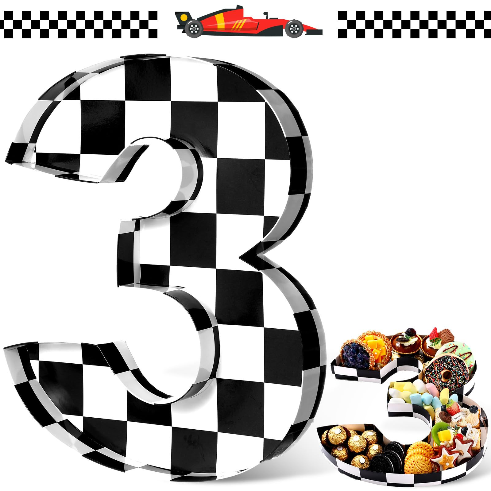 Mifoci 13.7" Race Car Cardboard Fillable Number Box for Charcuterie Fast Birthday Party Decor 1st... | Amazon (US)