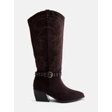 Madden NYC Women's Faux Suede Western Buckle Boots | Walmart (US)