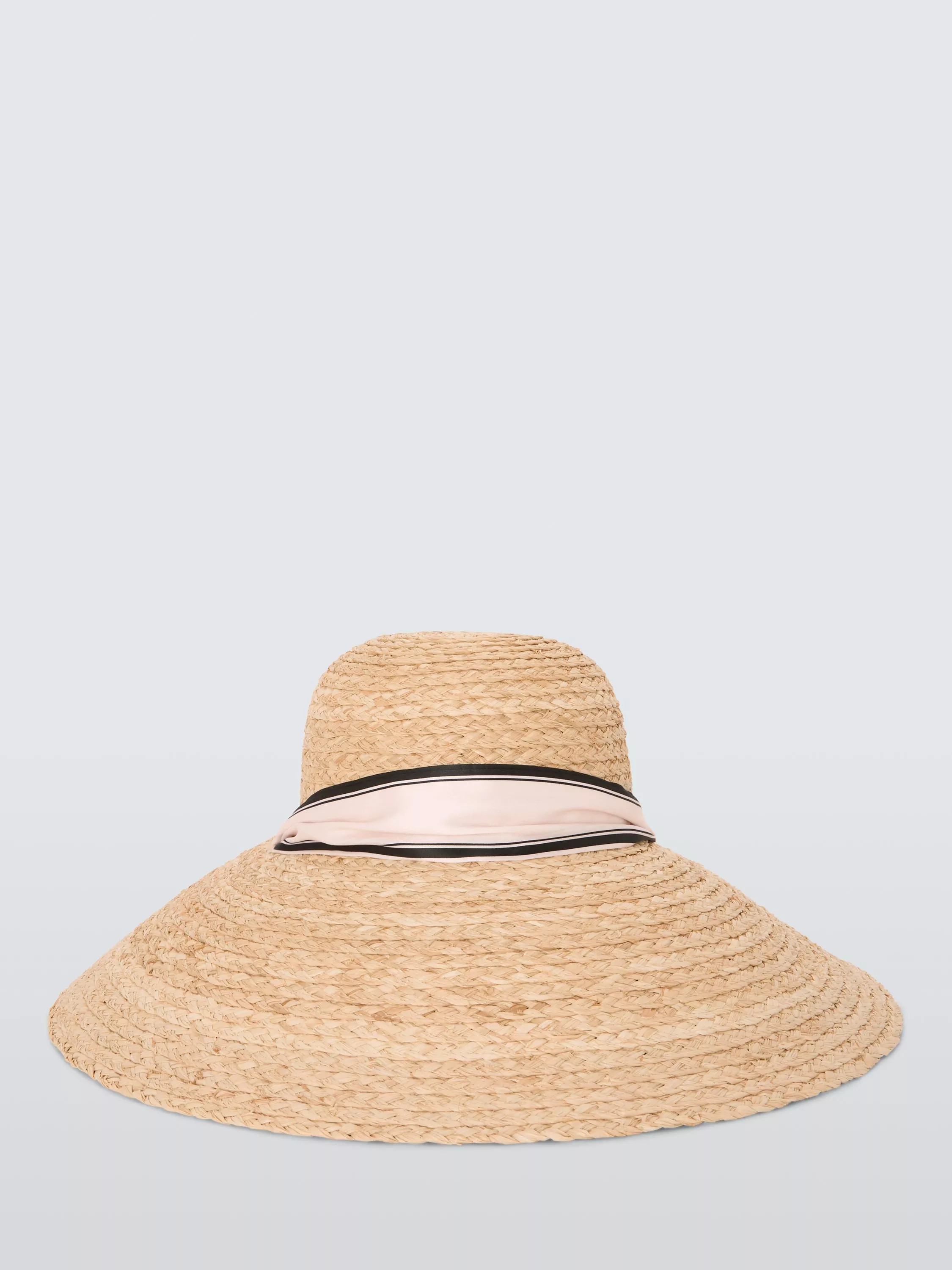 John Lewis Wide Brim Self-Tie Scarf Sun Hat, Natural | John Lewis (UK)