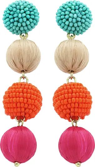 Bead & Raffia Linear Drop Earrings | Nordstrom